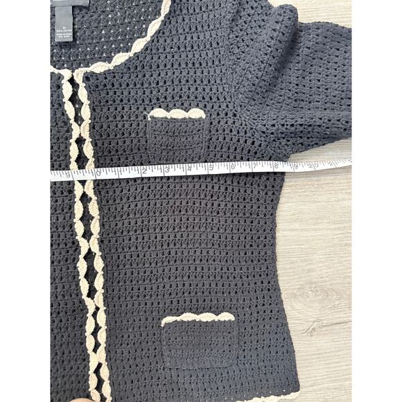 Vintage Y2K Crochet Cropped Cardigan Sweater M Old Money Preppy Office Siren - Picture 9 of 10